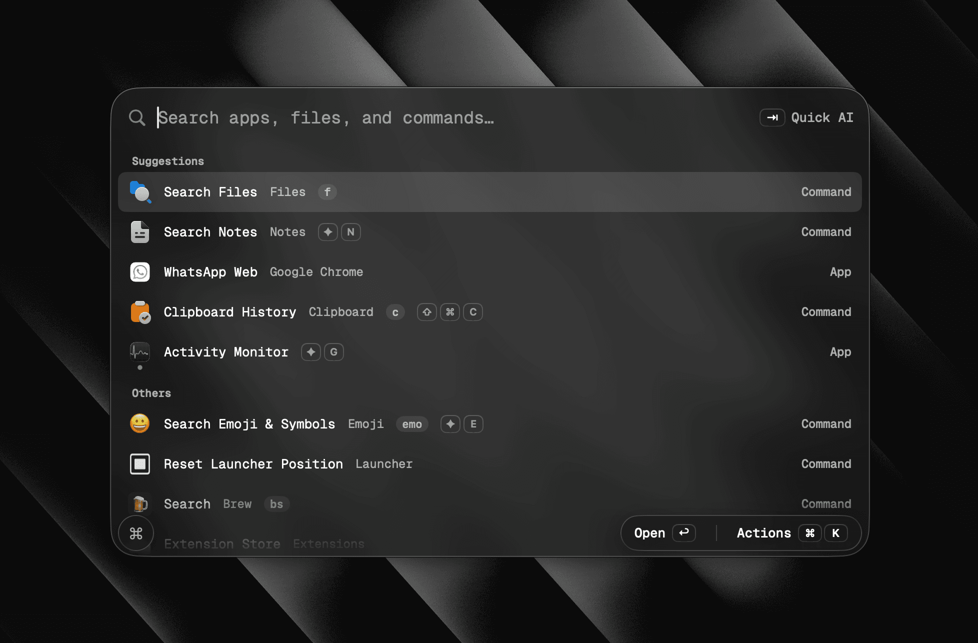 SuperCmd v2 launcher on macOS