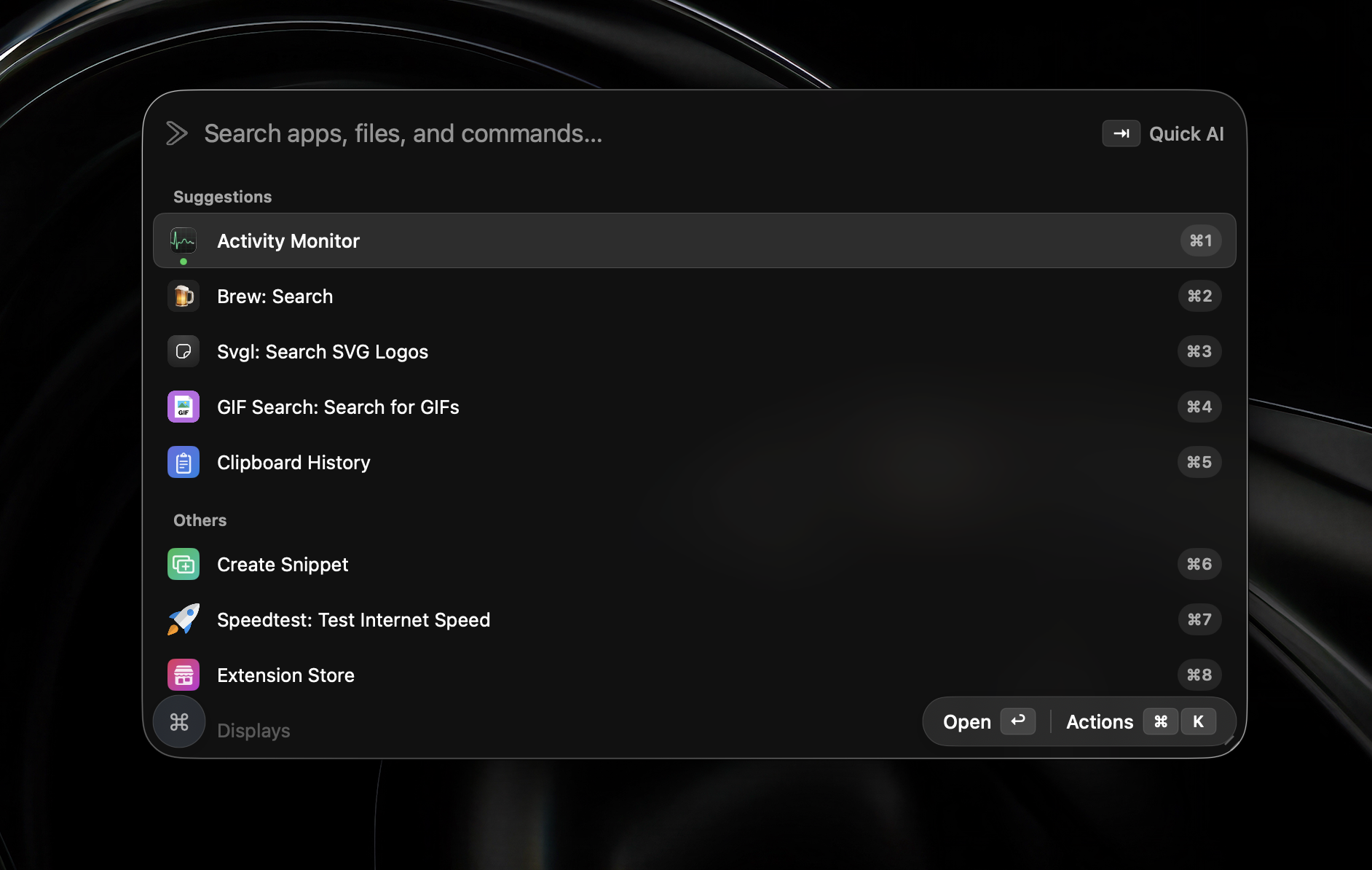 SuperCmd v2 launcher on macOS
